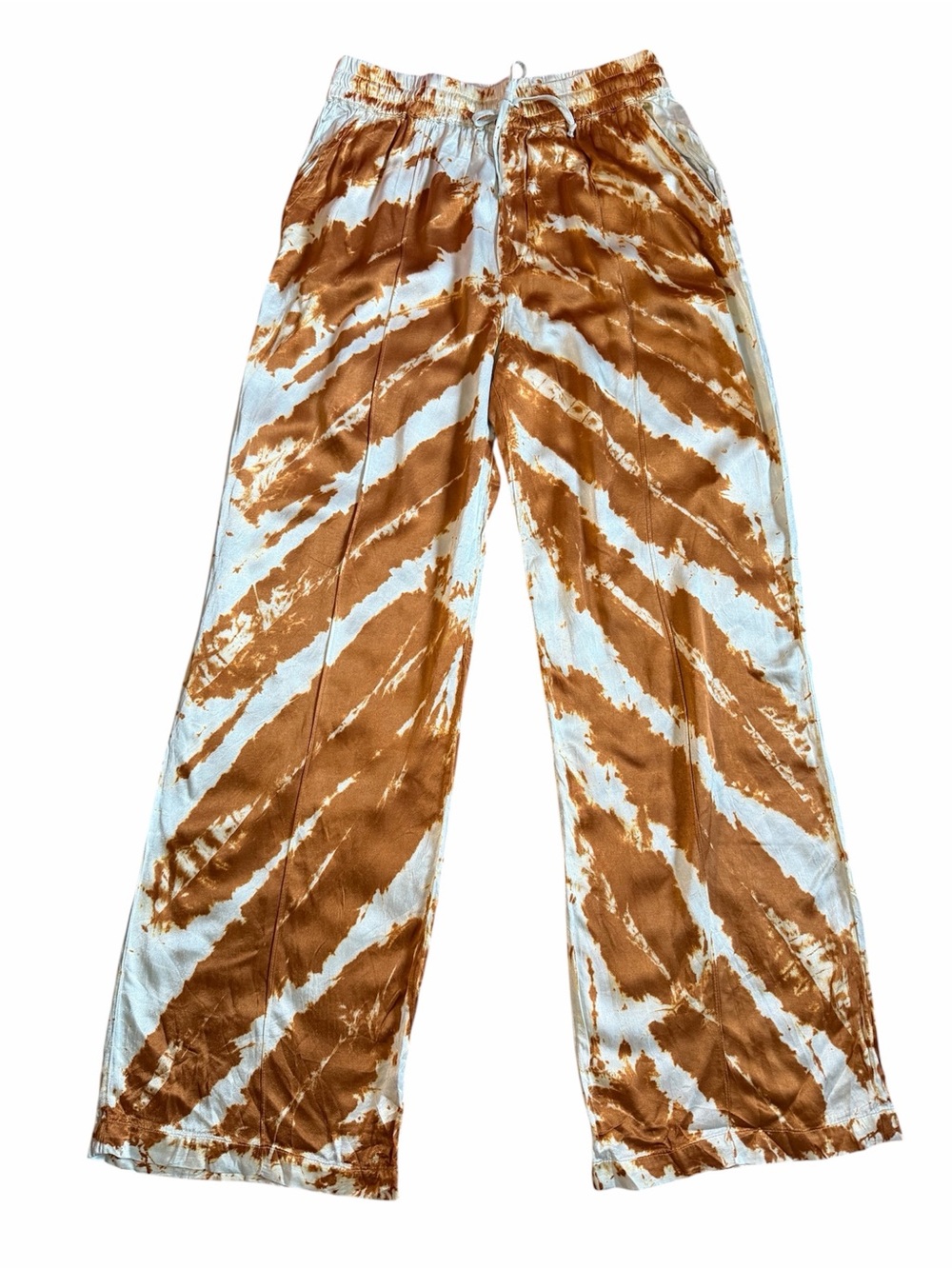 Young Fabulous & Broke Brown and White Tie-Dye Wide Leg Pants M